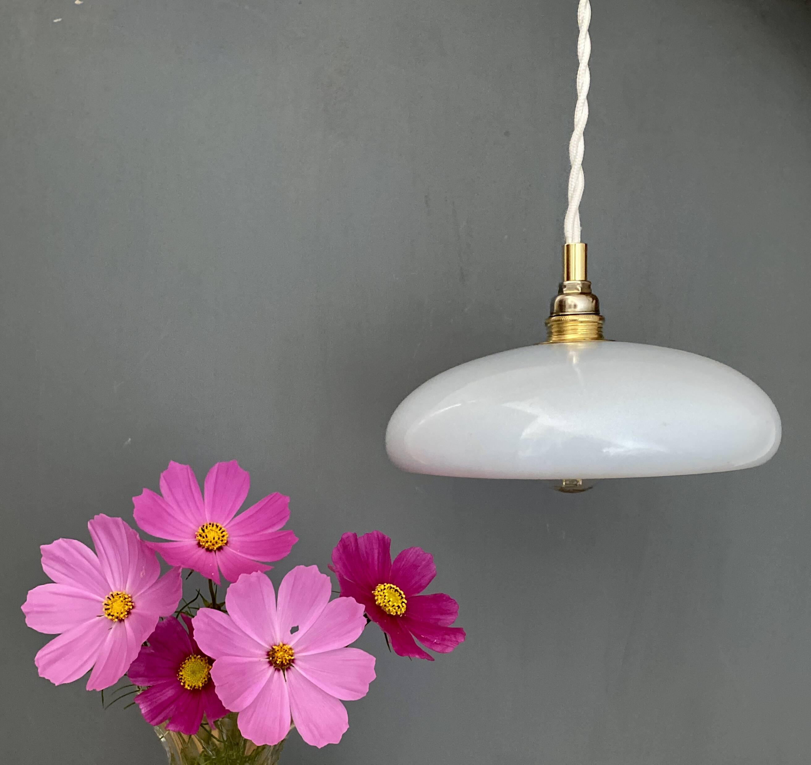 Vintage lampshade pendant light in blue opaline