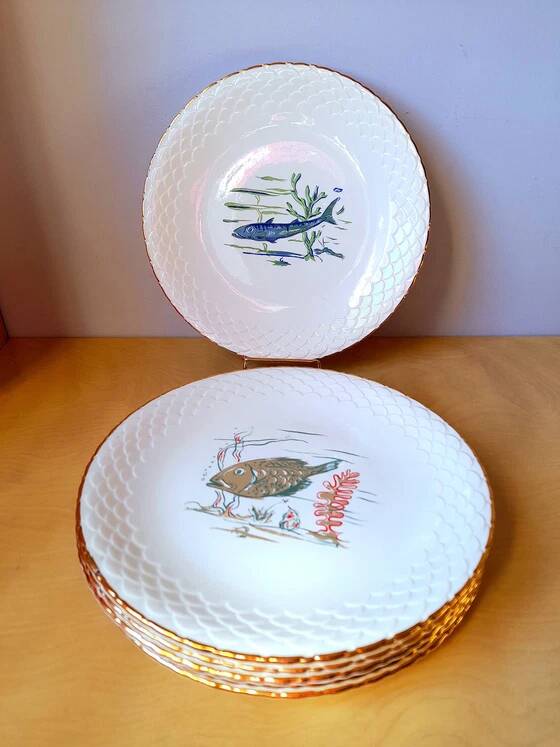 Fish plates in Limoges porcelain