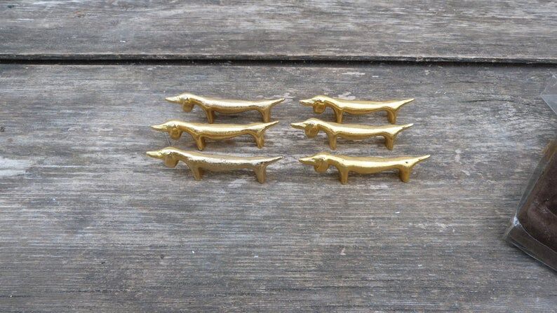 Set of 6 door golden Teckels knives in fine gold