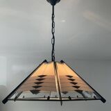 Post Modern pendant light in metal and glass