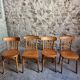 Ensemble vintage de 4 chaises bistrot françaises par Baumann & Luterma, bois de hêtre, années 1950