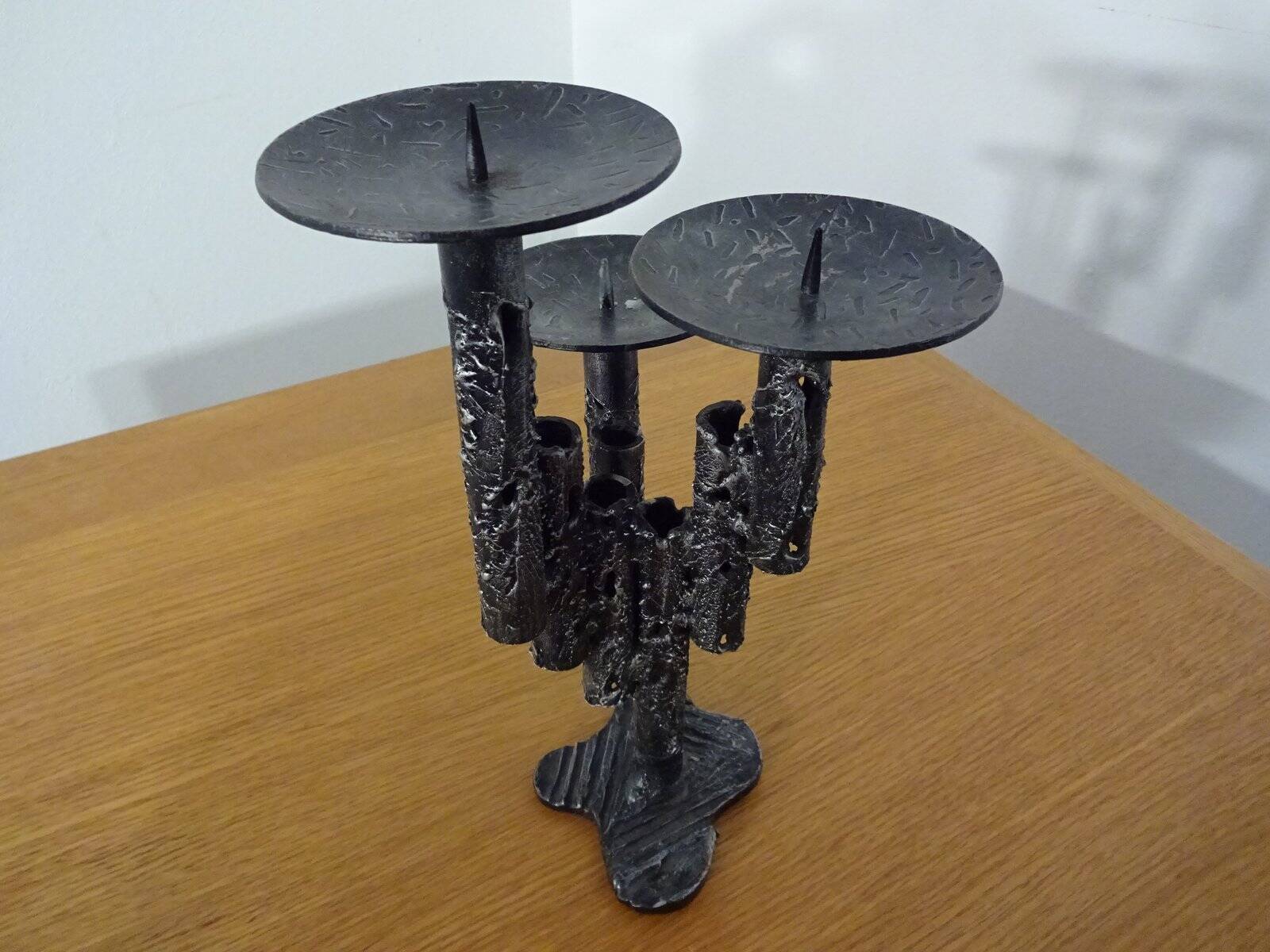 Brutalist Iron Candleholder, 1960s