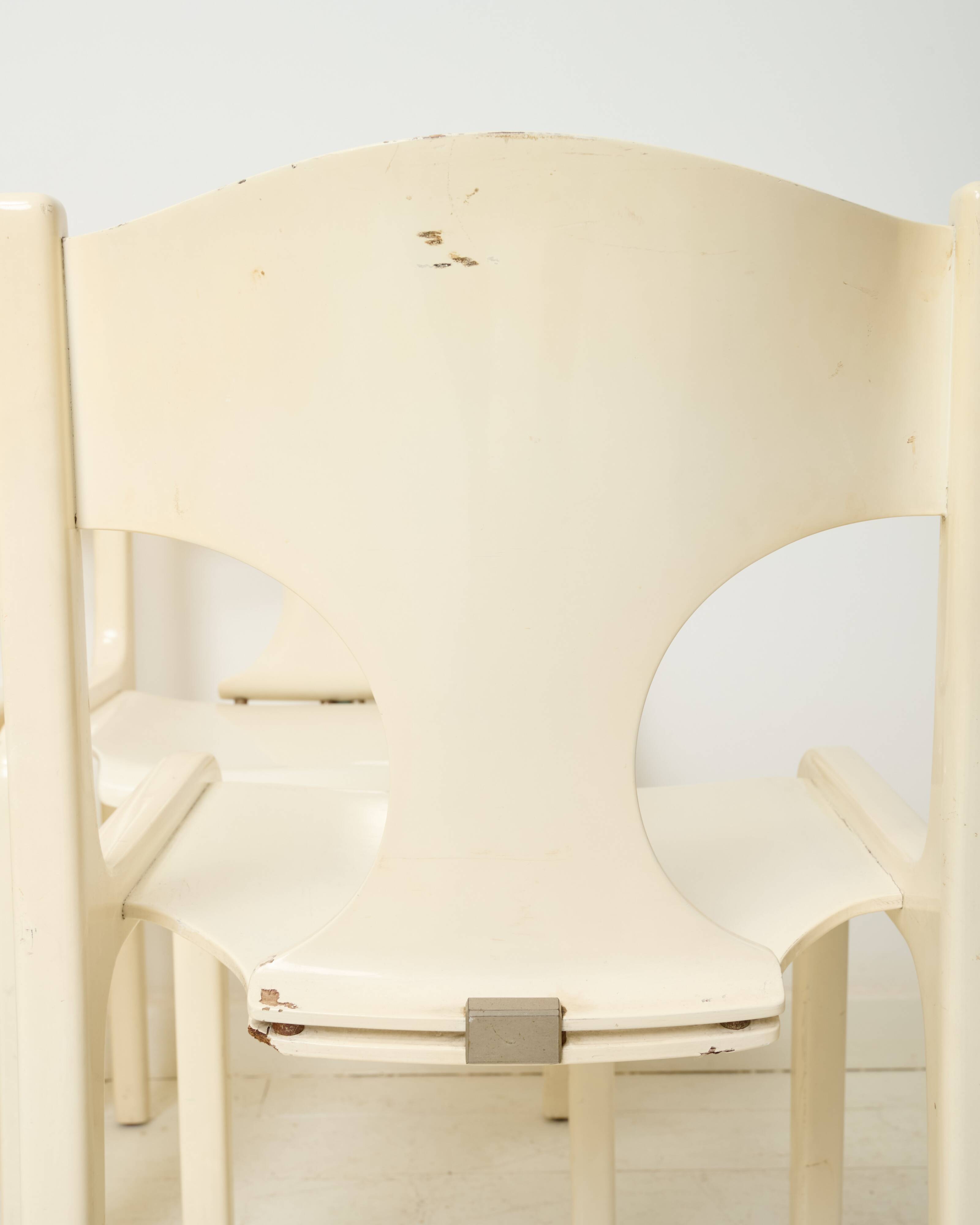 Lacquered wooden chairs, Augusto Savini, Pozzi, 1968