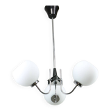 Vintage italian chrome and opaline chandelier, 70s