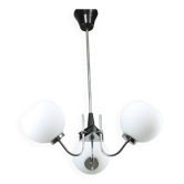 Vintage italian chrome and opaline chandelier, 70s