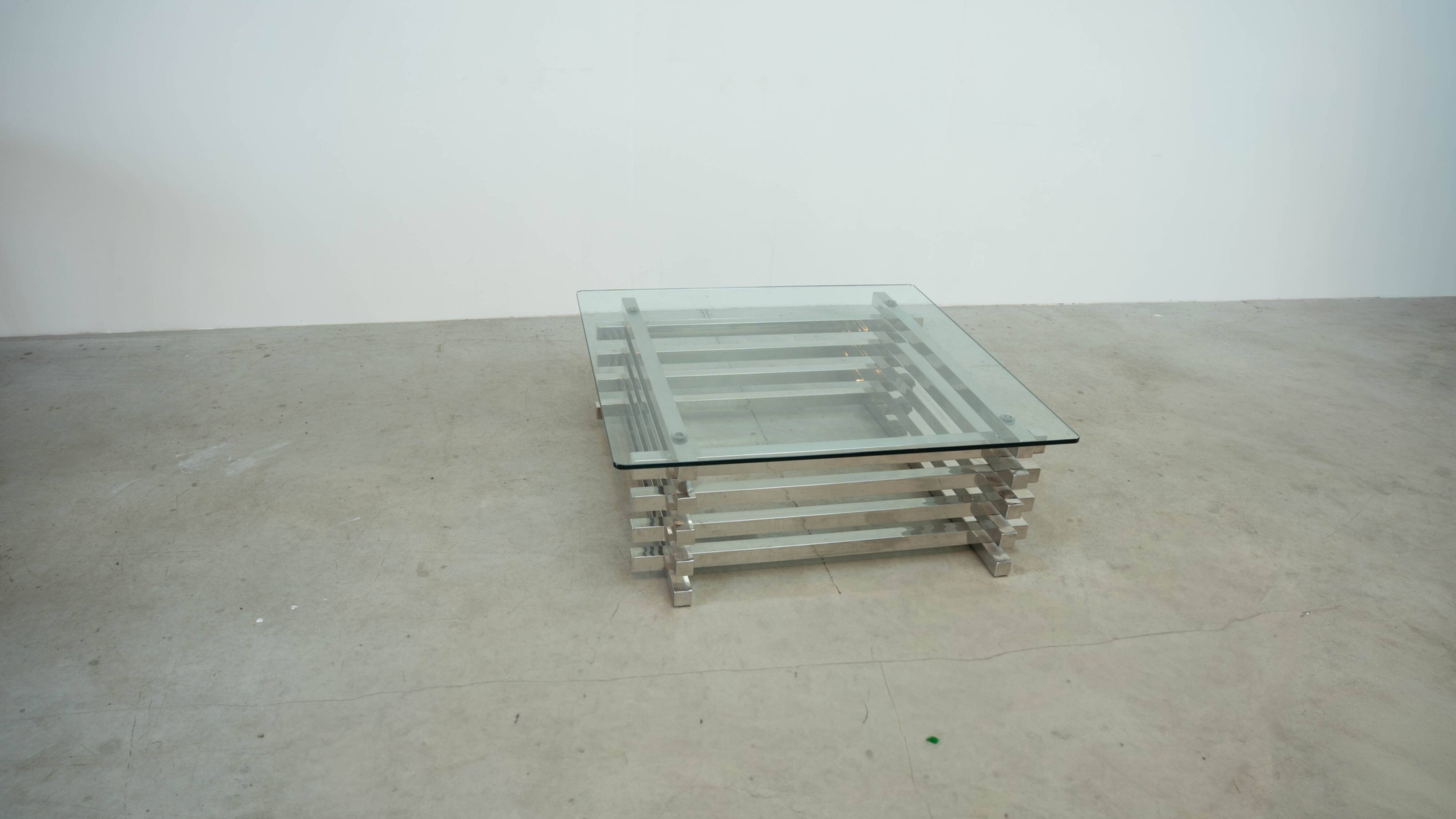 Sculptural French chrome coffee table