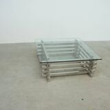 Sculptural French chrome coffee table