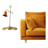 Italian Brass and Glass Table Lamp, Vintage Lighting, Mid Century Modern Decor,