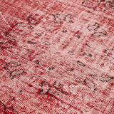 Hand-knotted hi-low pile oriental 1970s 170 cm x 261 cm red carpet