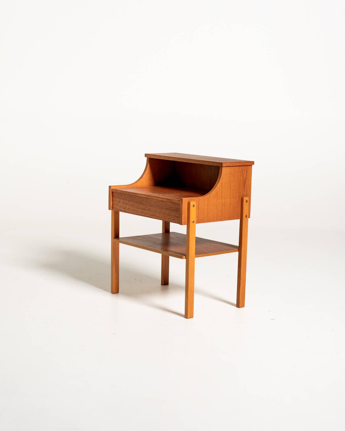 Swedish Teak and Beech Bedside Table by AB Carlström & Co Möbelfabrik, 1960