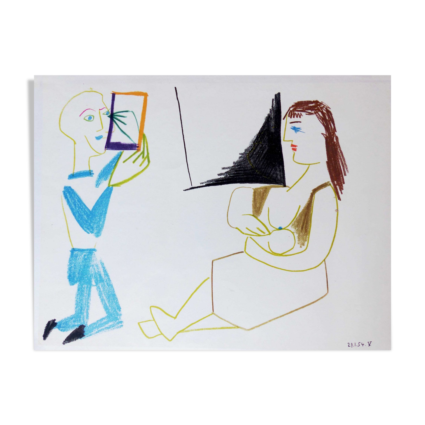 Lithograph Pablo Picasso Drawings by Vallauris plate V 1954