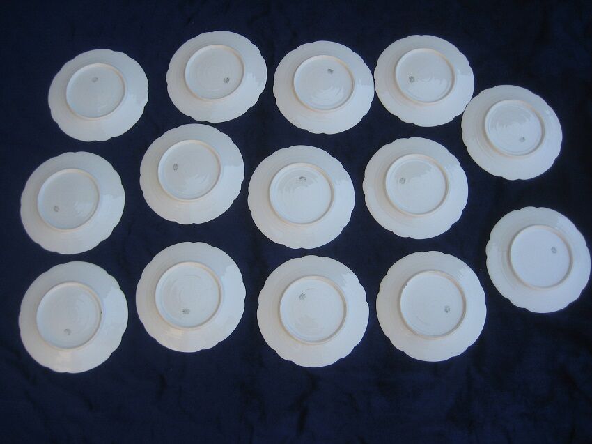 Former service a dessert, limoges, scalloped, flowers and gold