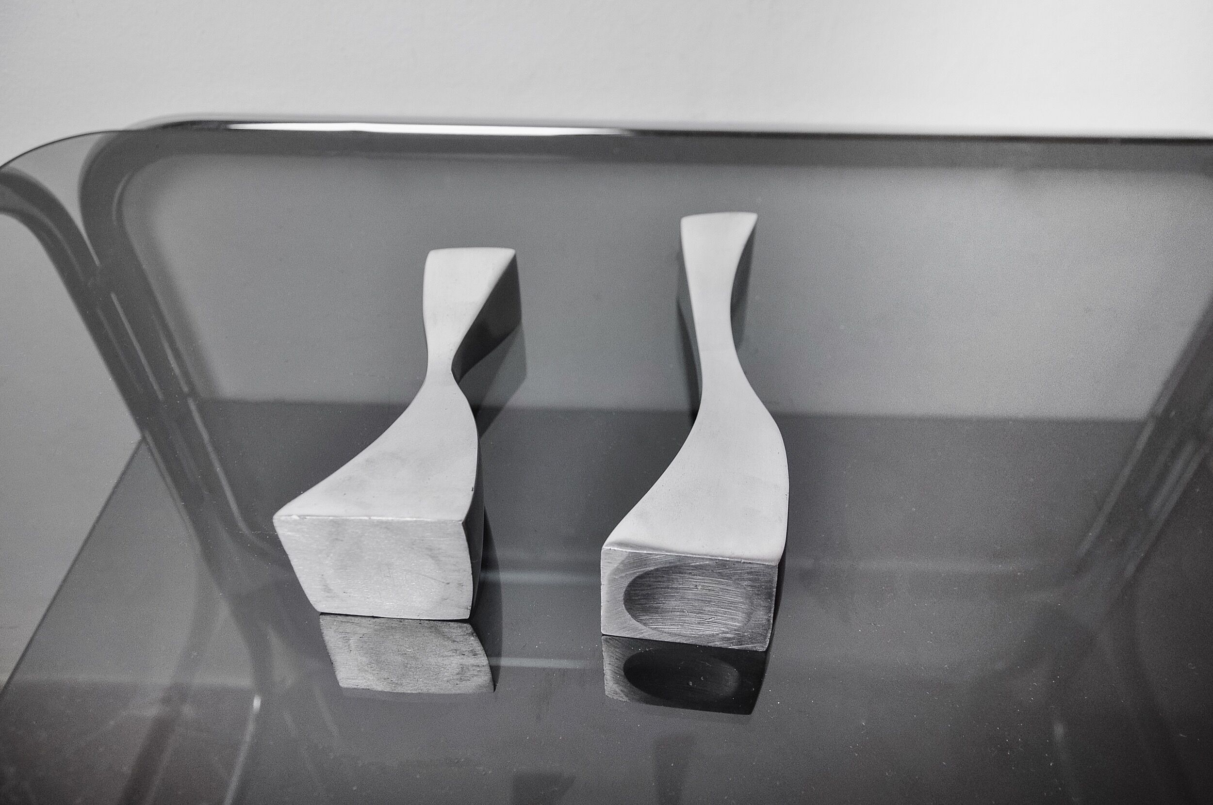 Pair of Swan candlesticks by Matthew Hilton, England, 1980