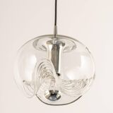 1 of 6 Large transparent glass pendant by Peill & Putzler, Germany, 1970s