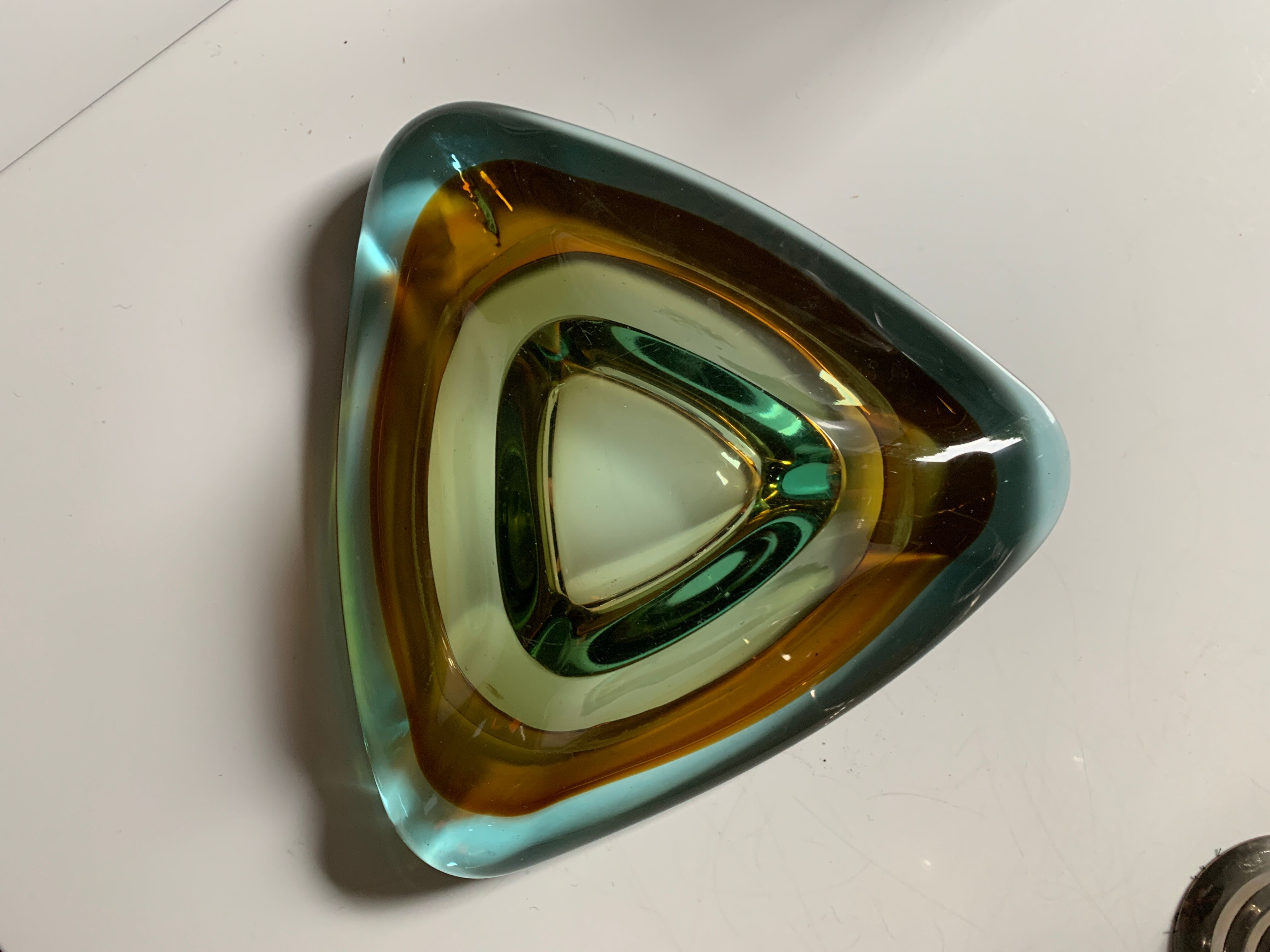 Rectangular ashtray 70s in murano glass sommerso technique