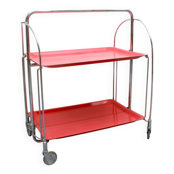 Chariot Dinett des années 1970 en rouge orange