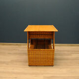 Rattan table with drawer and magazine holder