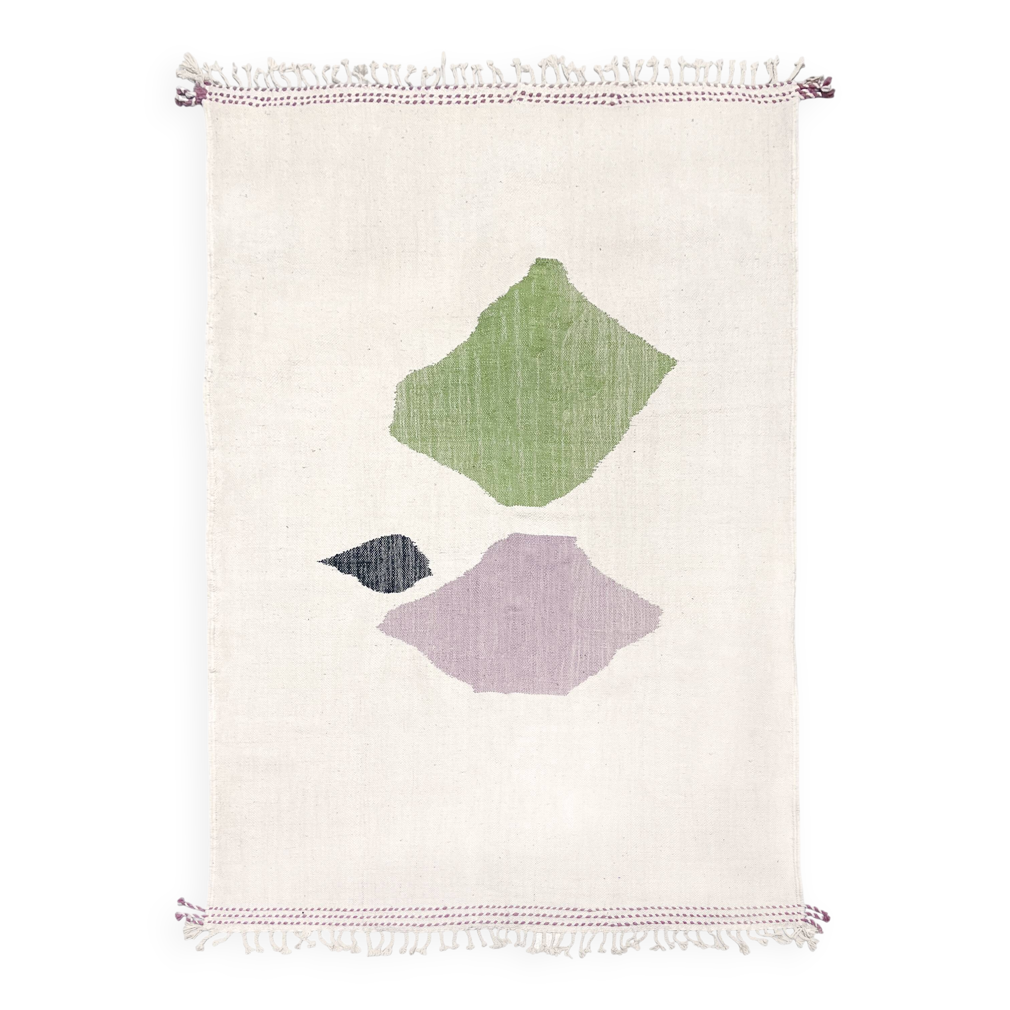 Ecru Moroccan Berber kilim with colorful patterns, 3.10x1.92m