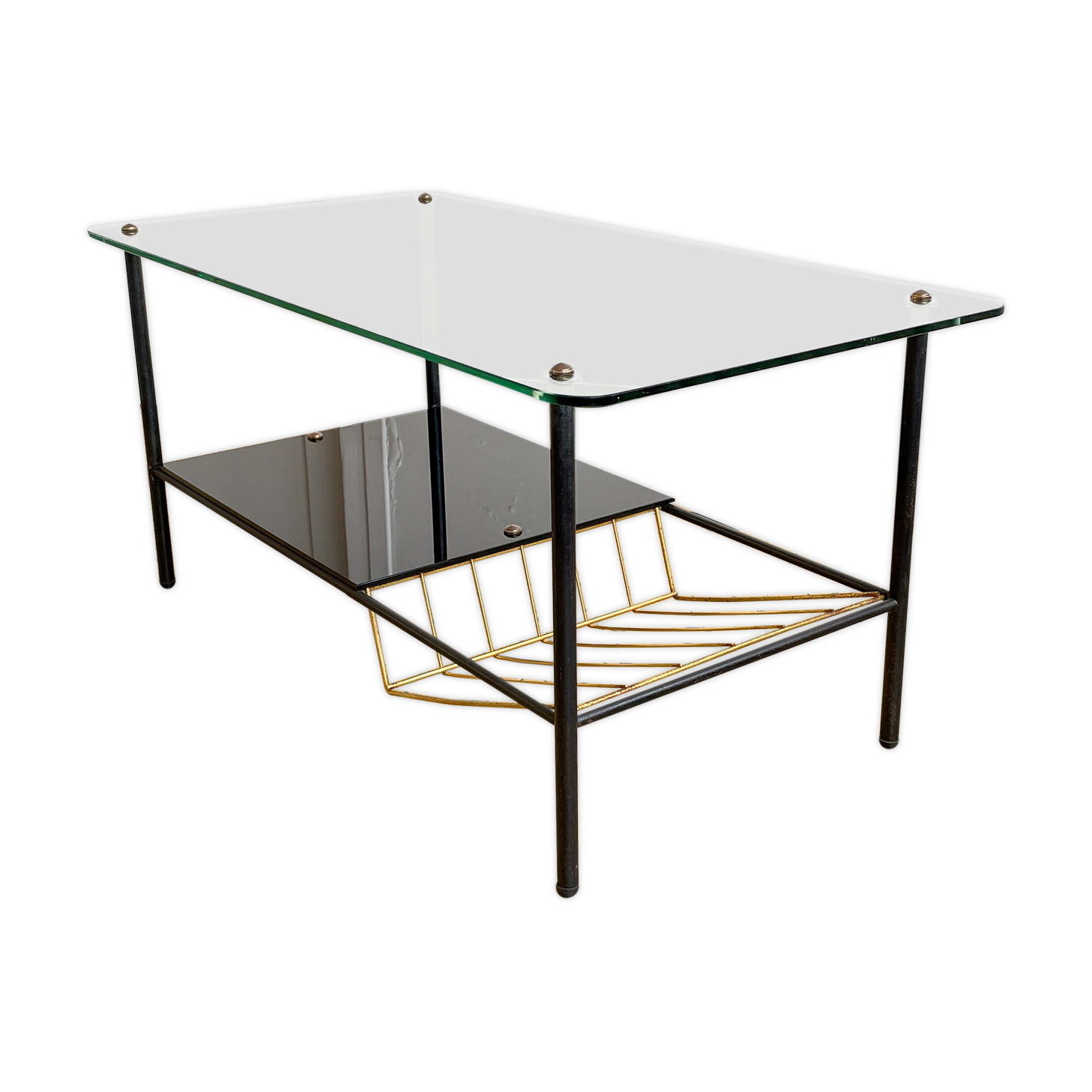 Glass and metal coffee table 1960s