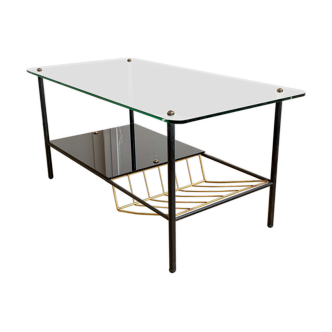 Glass and metal coffee table 1960s