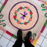 Tapis contemporain ora hooked en laine (99cm x 102cm), édition unique