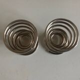Pair of spring egg cups in silver metal 1970