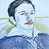 David Hockney lithograph portrait of Jacques de Bascher 1975