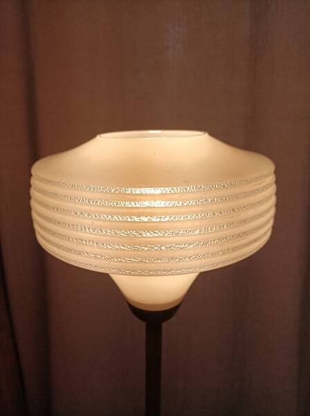 Globe brass bronze floor lamp with frosted edging