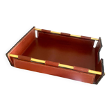 Vintage leather and brass office mail holder by Longchamp