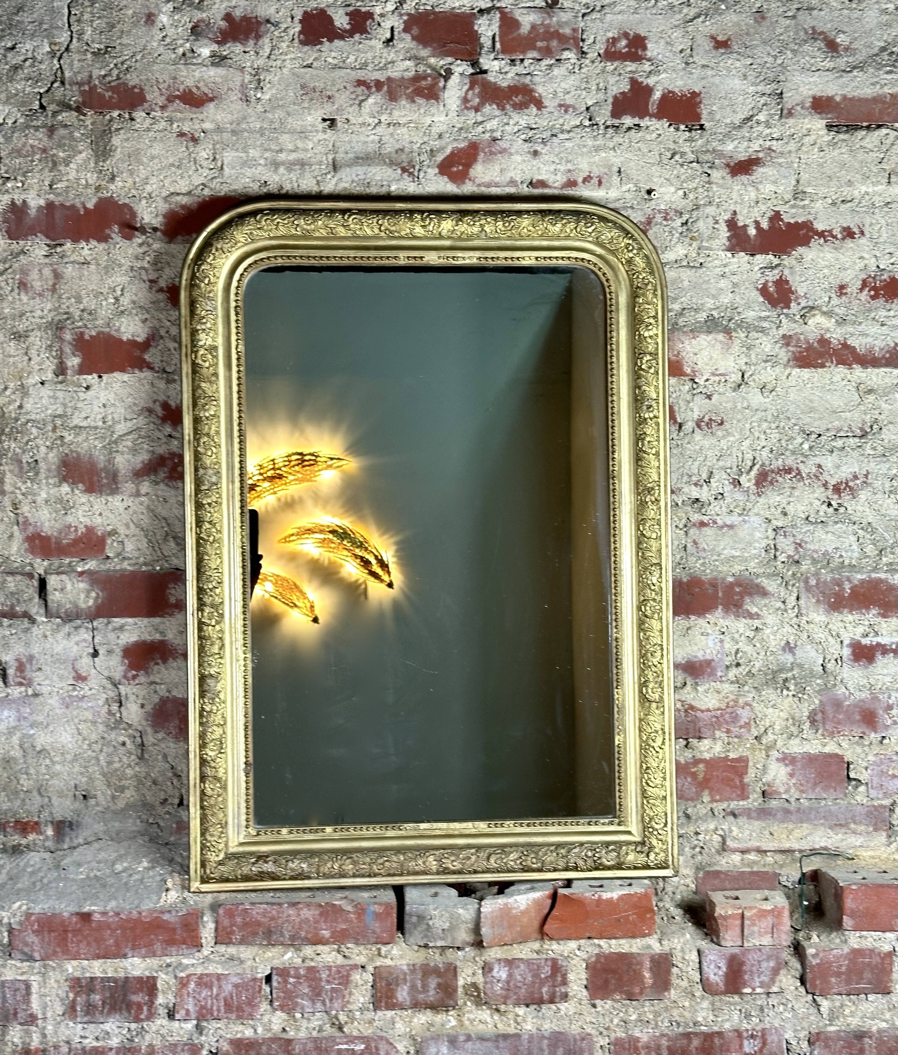 Miroir époque Louis Philippe à décors de fleurs 86x62 cm