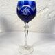 Bohemia. Series of six cut crystal wine glasses from the Rhine in blue.