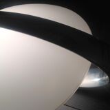 Circular frosted glass wall lamp and aluminum headband by Vetri Murano, vintage 70s-80s