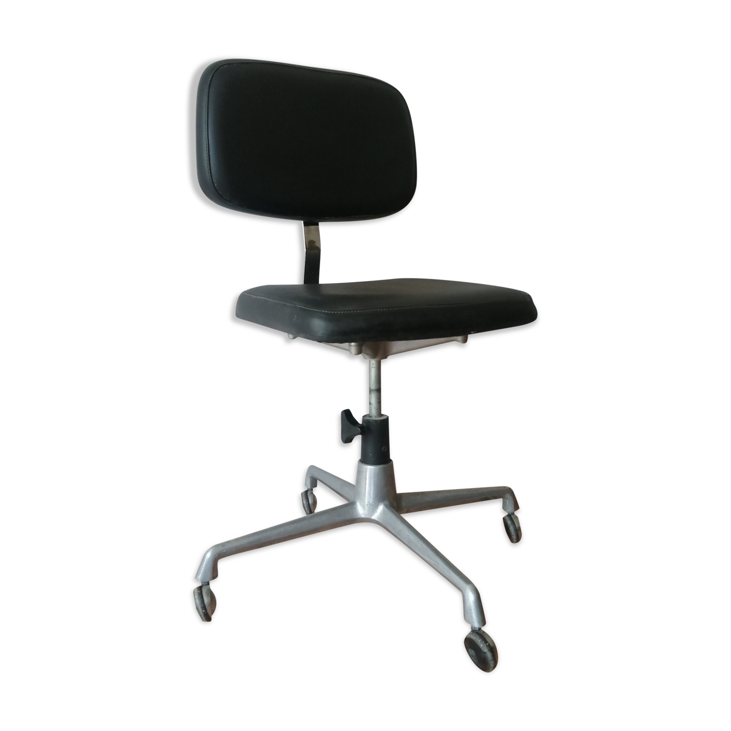 Fauteuil de bureau industriel vintage en skai