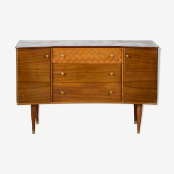Vintage midcentury uniflex walnut and teak sideboard / dressing table.