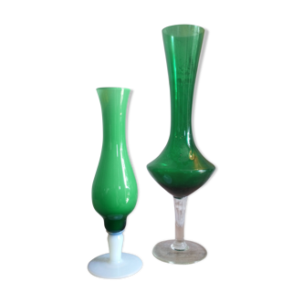 Two glass and opaline glass vases
