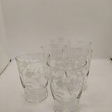 6 vintage glasses with floral pattern