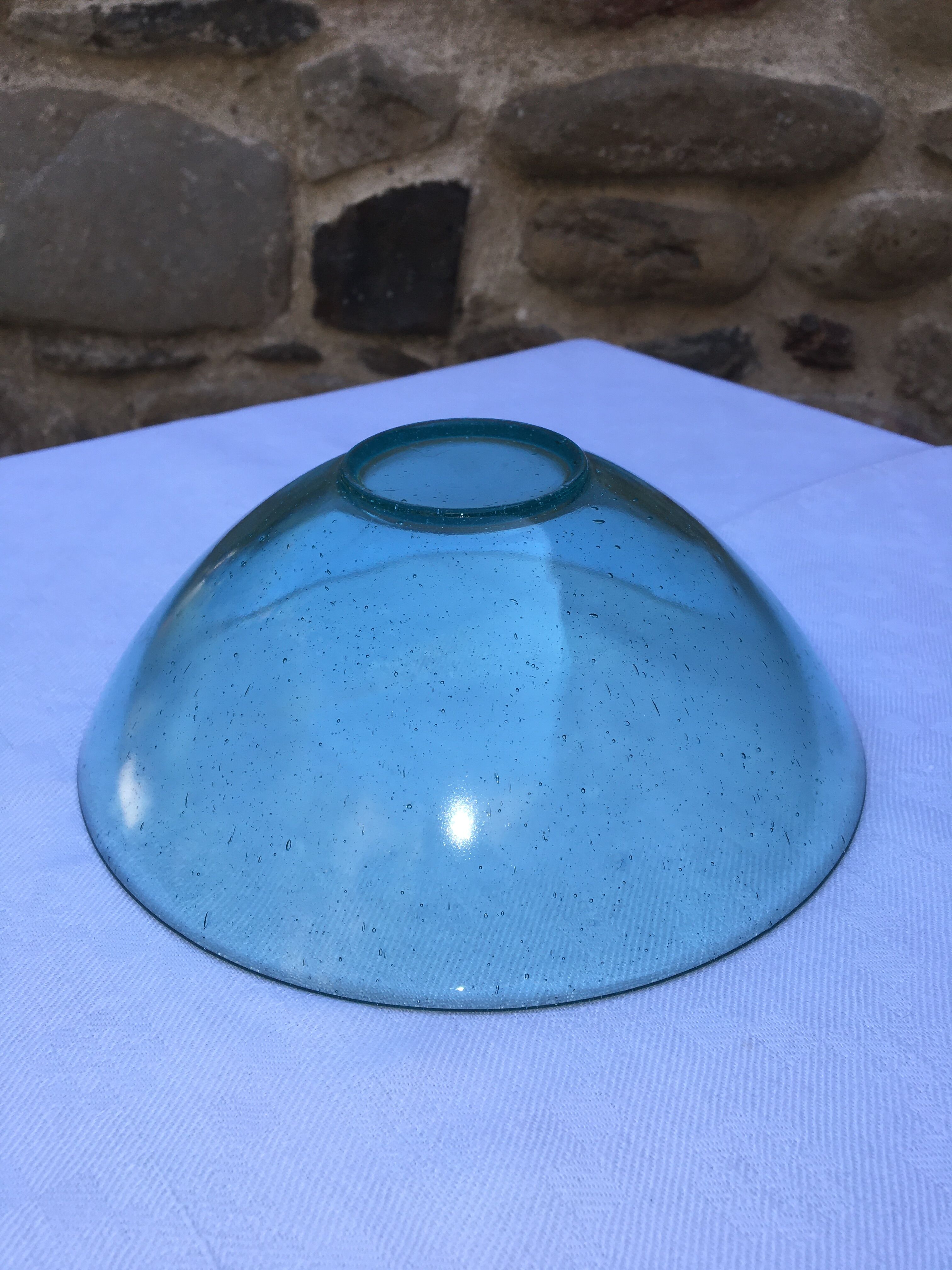 Antique bubbled blown glass salad bowl