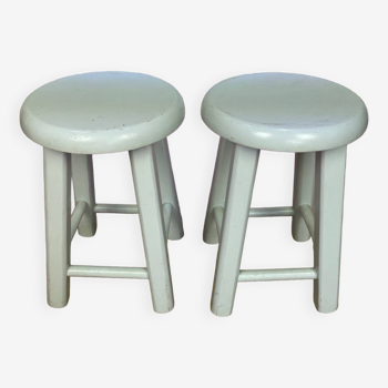 Pair of lacquered wooden stools