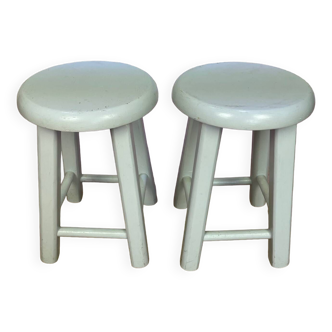 Pair of lacquered wooden stools