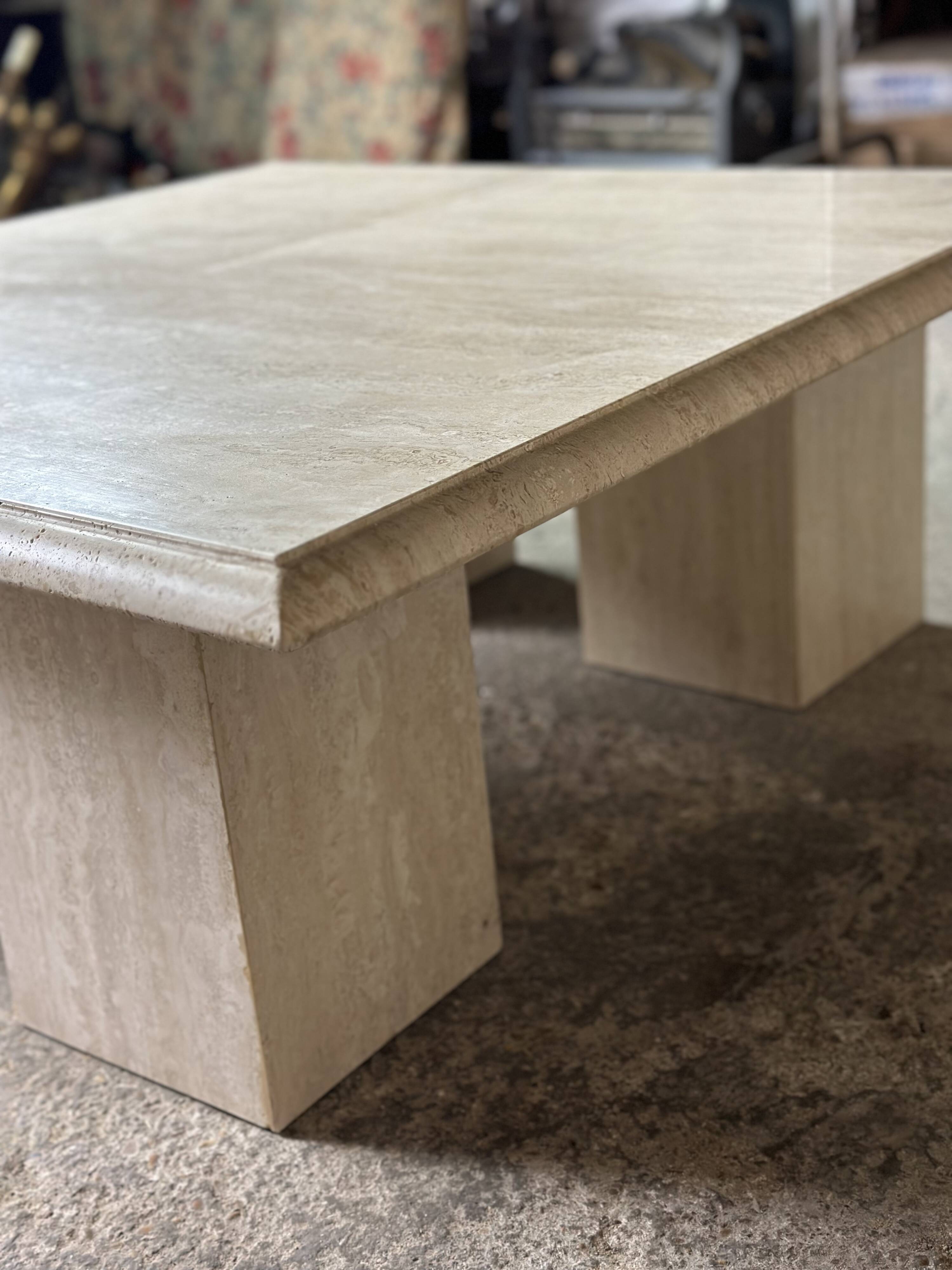 Vintage travertine coffee table 1980