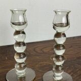 Pair of blown glass candlesticks
