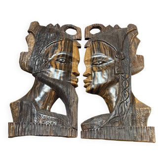 Pair of large African wedding masks
