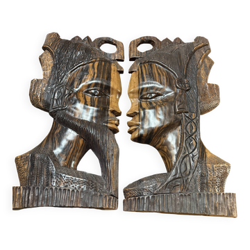 Pair of large African wedding masks