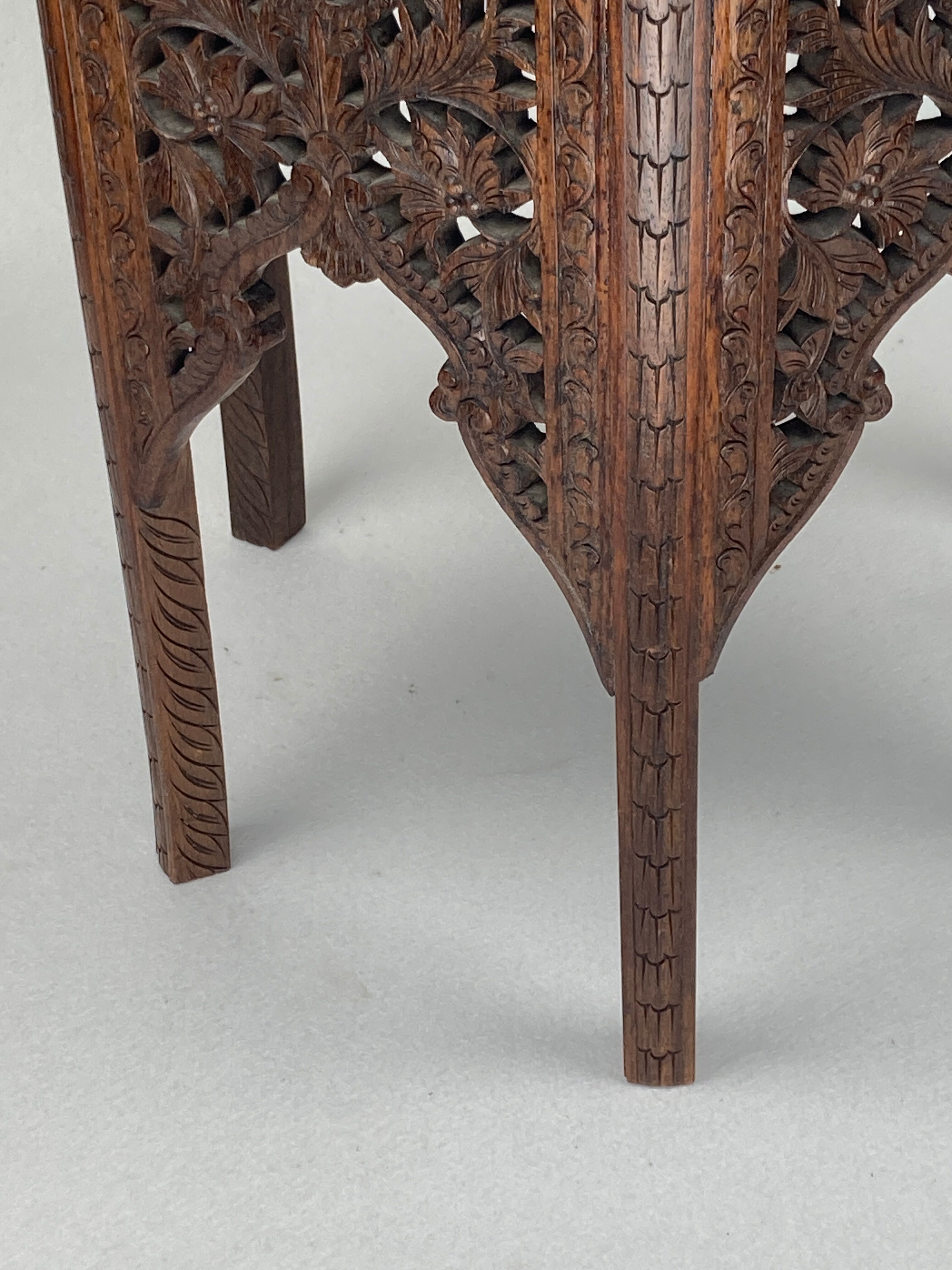 Antique 19th century burmese hand carved side or end table