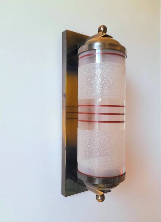 Art Deco barber shop sign wall light