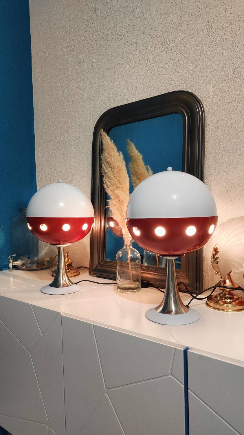 Paire de lampes Space âge cocci ball