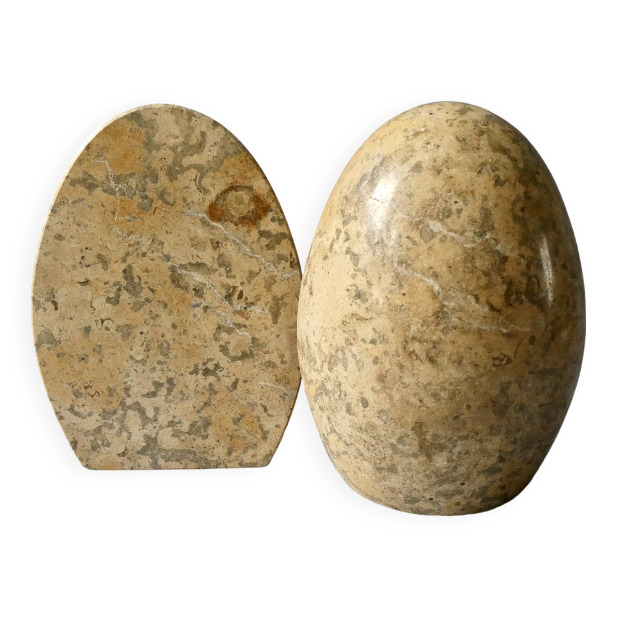Marble bookends, egg shape