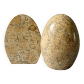 Marble bookends, egg shape