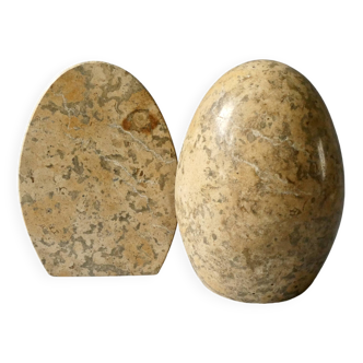 Marble bookends, egg shape