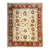 Floral Oriental Ziegler Rug, Cream Carpet Hand-Knotted Wool Rug